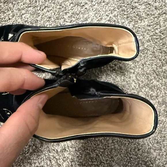 Charlotte Olympia Black Cat Face Ankle Booties - Picture 6 of 8